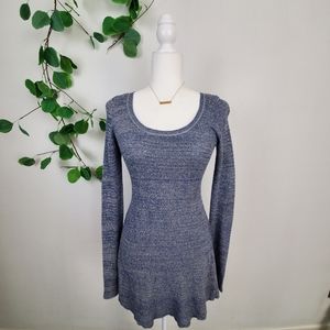 FREE PEOPLE Blue Knit Long Sleeved Sweater Dress
